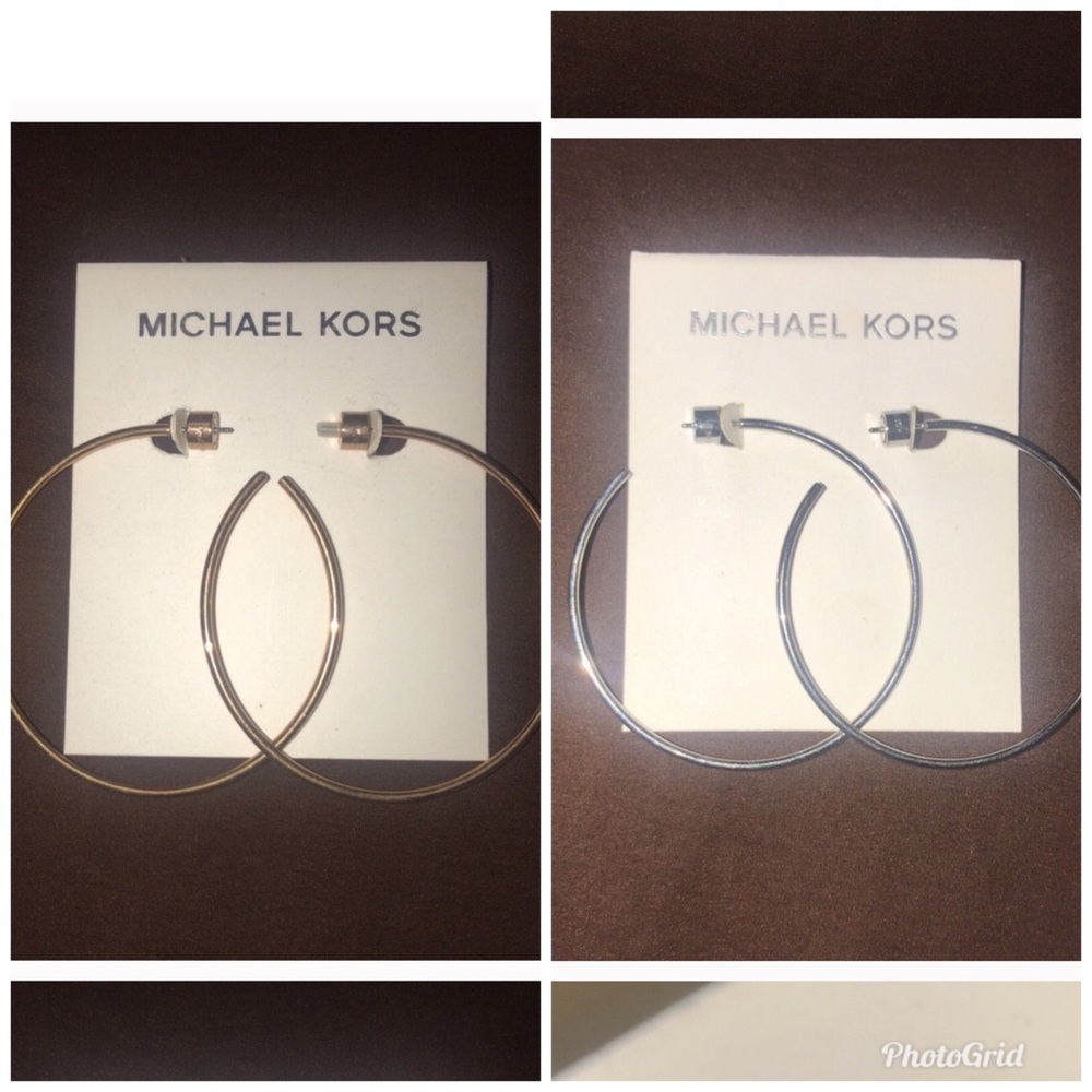 MK Hoop Earrings Silver and Rose Gold